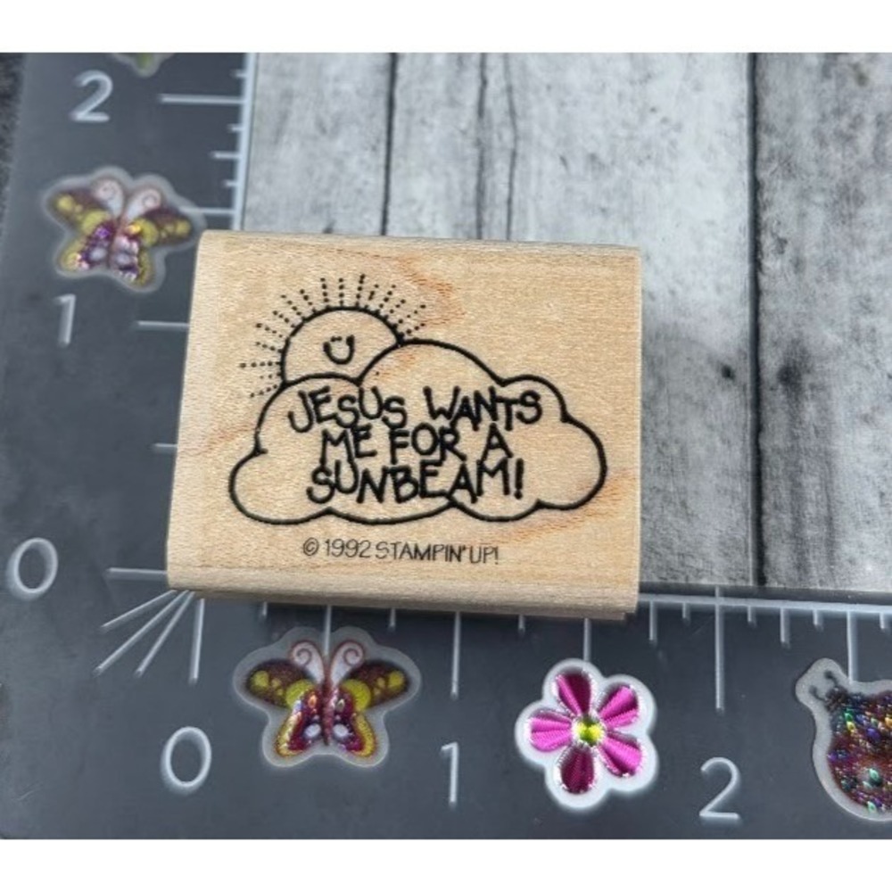 Stampin' Up! Jesus Wants Me For A Sunbeam Clouds 1992 Rubber Stamp Wood #Q96